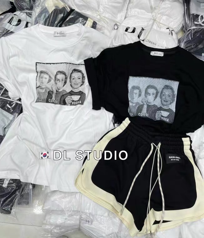 [DL] portrait print Pullover short sleeve T-shirt 8665\wtt