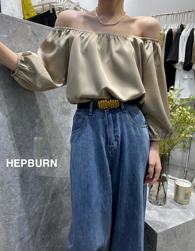 [Hepburn] high quality Tencel off shoulder shirt h926\l