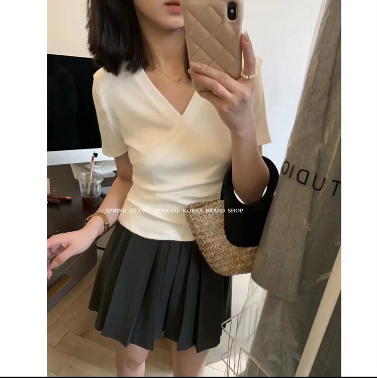 [vi+] Korean cross Pullover blouse (only selling blouses) 2818\lsw