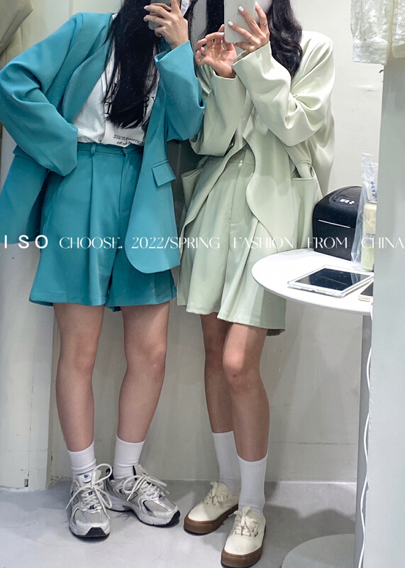 New year in early spring! [ISO Korean] fashion casual suit coat + slim casual Shorts Set 68898\hjy