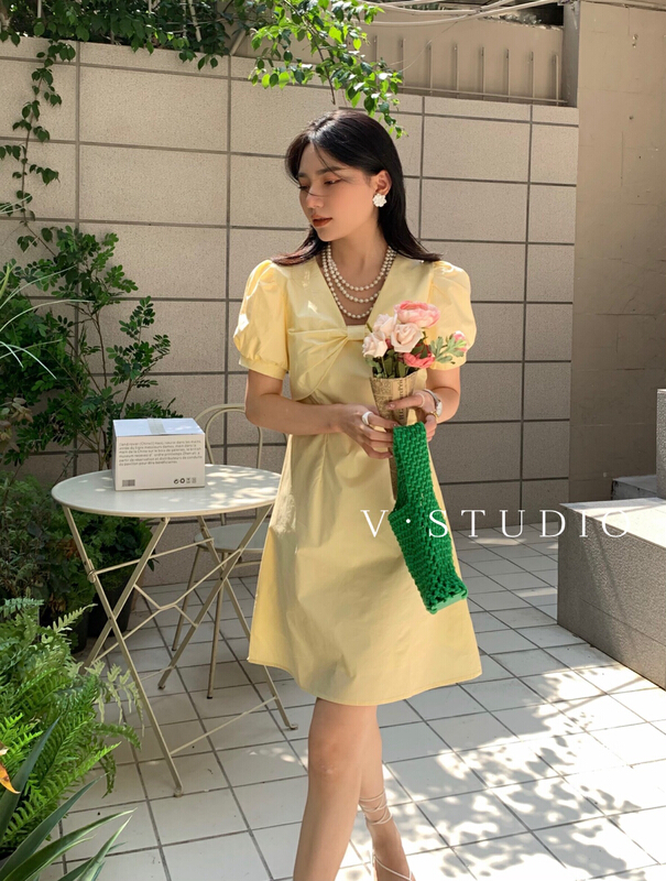 [v.] V-neck hollow out lady dress 5255\ll