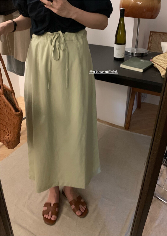 [a-bow studio] solid color fresh lace up skirt 16127\zjy