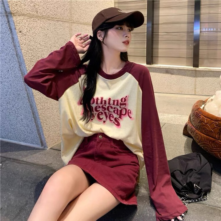 [w+] letter printed Pullover sun shirt 5071\wtt