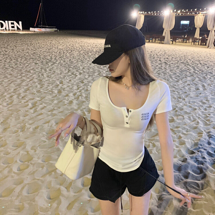 [wgwe] slim fitting short shirt with pure pattern 1751\pcz