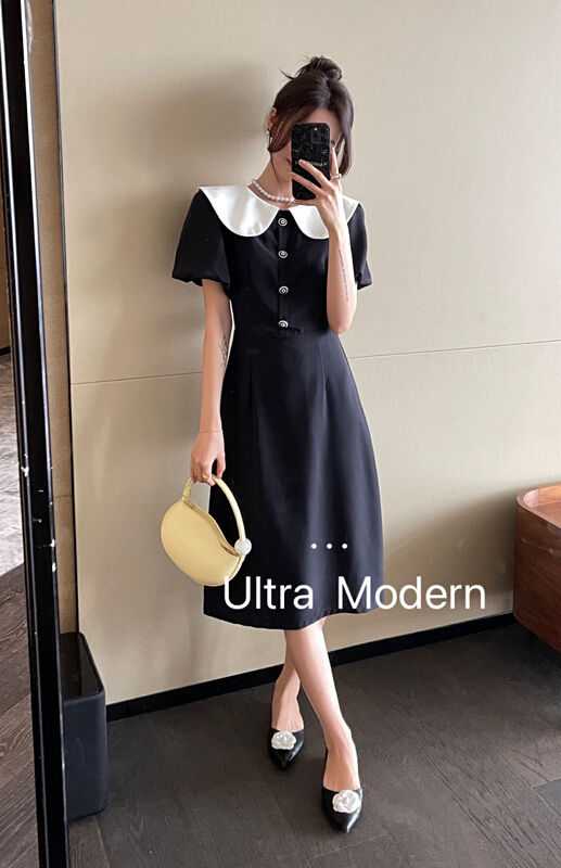 [um micron] elegant bubble sleeve dress 88323\hjy