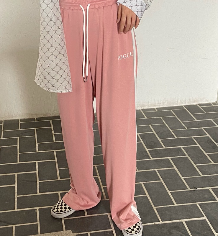 [fifteen] lettered print color block slim casual pants 6108\lsw