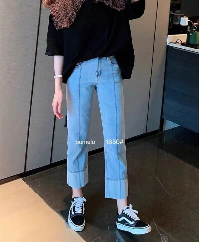 [grapefruit] Korean stitched Mini straight cropped jeans 1650\hjy