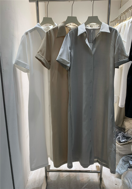[forest] solid color breasted long dress ys1-8116\l