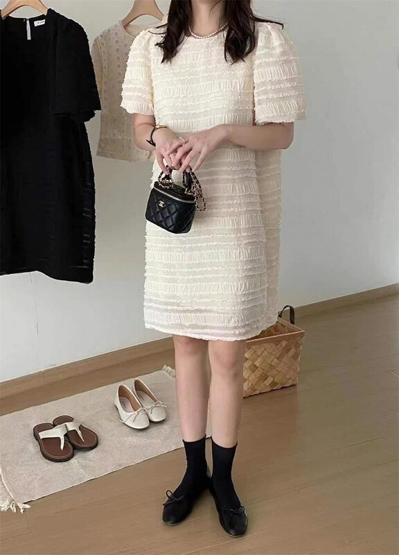 [Xiangli] bubble sleeve fashion loose dress 2019\pcz