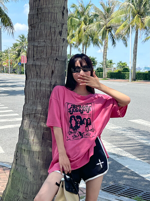[misu Mizu] street style printed loose Casual Short Sleeve T-shirt 6629\ll
