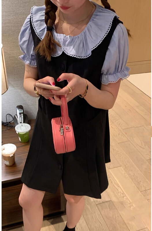 [Huaxi] petal doll collar shirt + suspender dress suit 9139\pcz