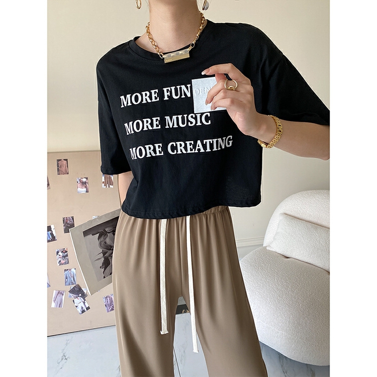 [Haoji Haoji] fashionable high street short loose letter printed short sleeve T-shirt 110s\wtt