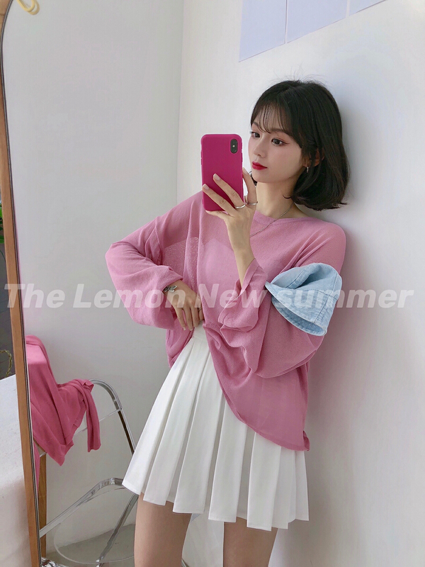 [lemon green tea] simple clean color lazy comfortable sunscreen shirt 00-68