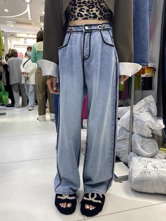 [c.h.z] design sense niche collection Waist Wide Leg color matching jeans 20353\wtt
