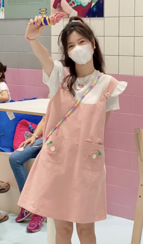 [JH] leisure simple pure color short sleeve + Fresh simple washing strap skirt set 41873\pcz