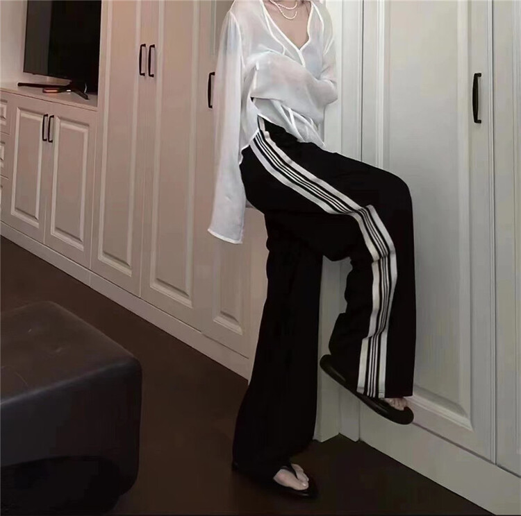 [we family] elastic waist bar wide leg casual pants 2570 "L