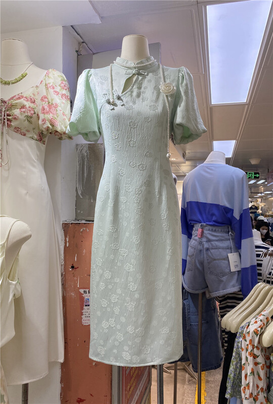 [u.me] elegant National Style Bubble Sleeve Dress 58006\hjy