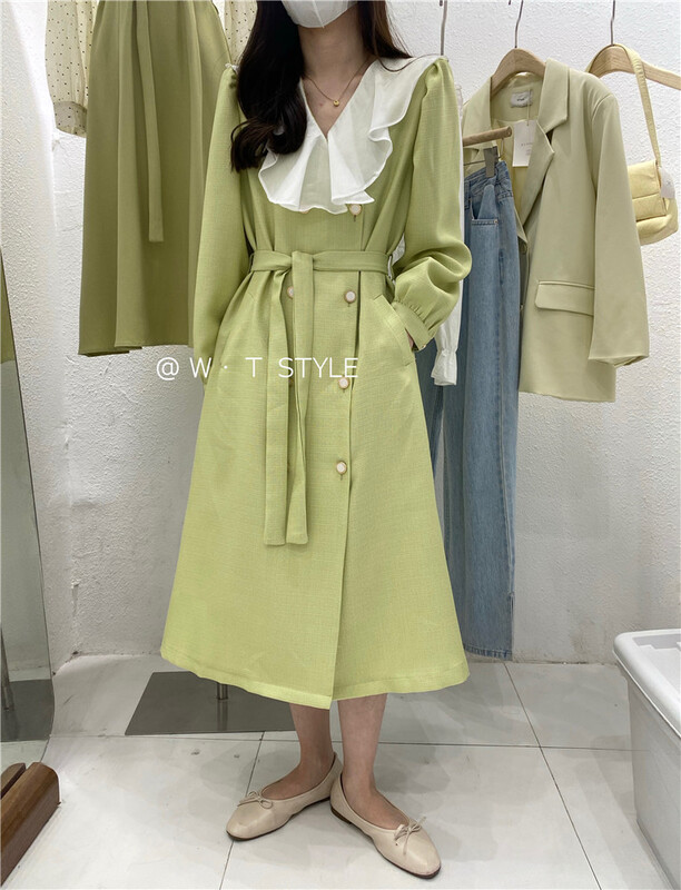 New year in early spring! [wt] stylish and elegant double breasted dress (with belt) 9016\hbx