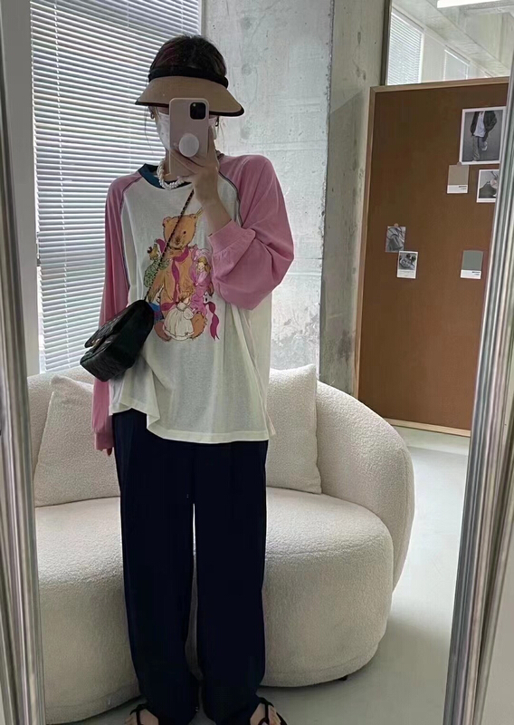 [xiaokoujia] cartoon round neck loose sunscreen shirt 80669\wtt