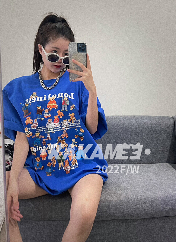 [kakamee] funny printed loose short sleeve T-shirt t5003\lsl
