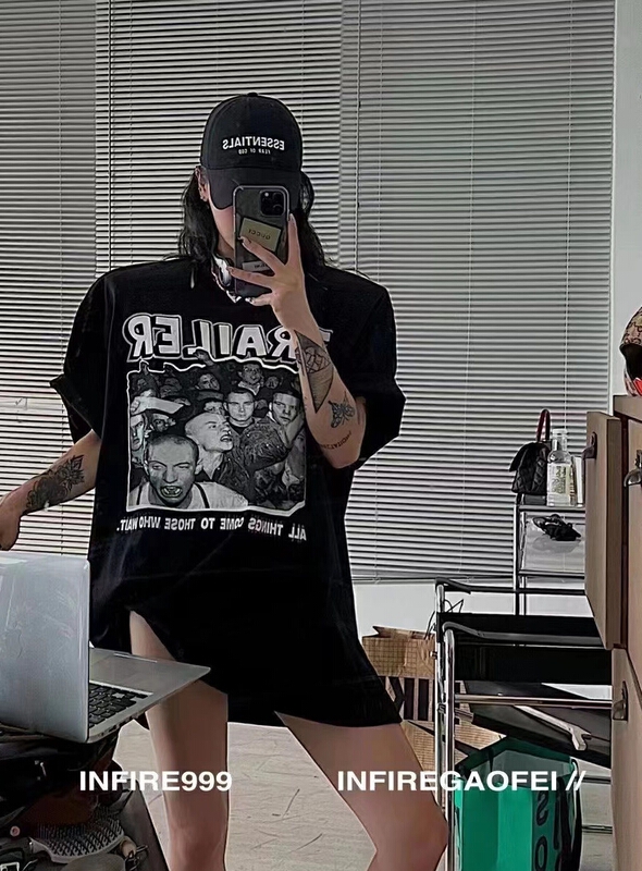 [Amy] lettered Pullover short sleeve T-shirt 8193\wtt