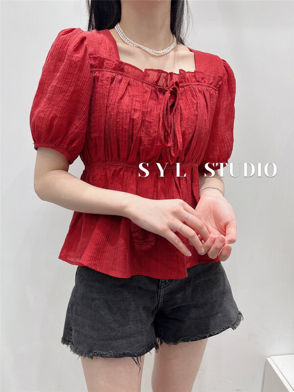 [SYL] square collar small fresh fashion Korean shirt 5263\l