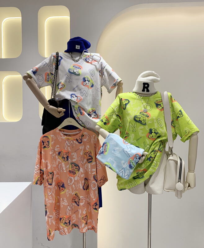 In early summer! [wlady] Korean color printing plastic bear short sleeve T-shirt 303\wtt