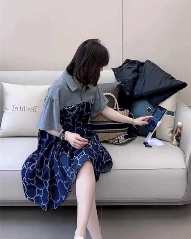 [JH] fake two pieces of color contrast fashion dress (excluding matching) 42034\pcz