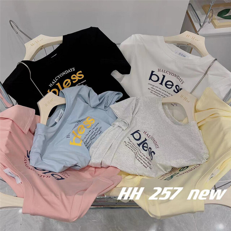 [HH &miss Lai] crew neck letter comfortable shirt 257 "L