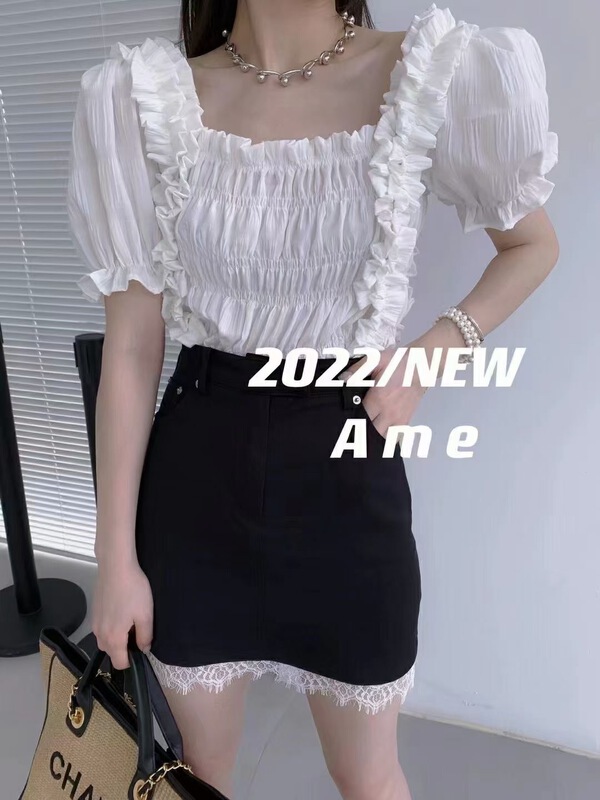 [m&t] little woman's lattice temperament shirt 8820\hjy