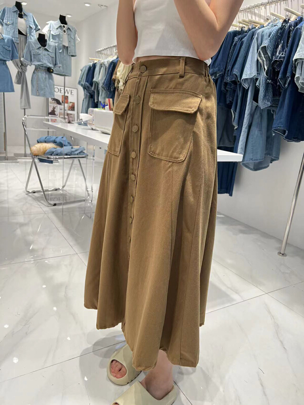 [Dandan] fashion temperament solid color breasted skirt 2230\lsw