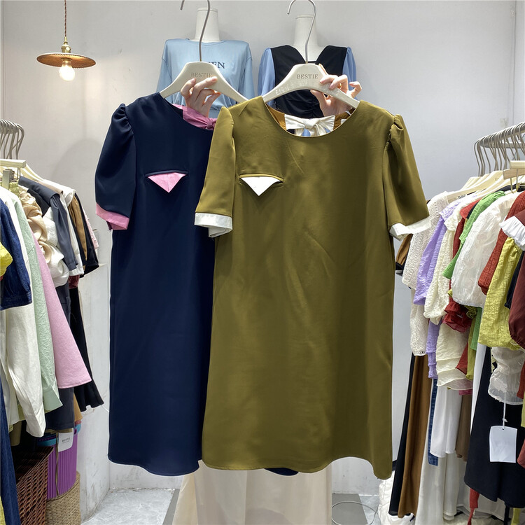 【 bestie 】 Hanshu round neck bubble sleeve dress 1592\hjy