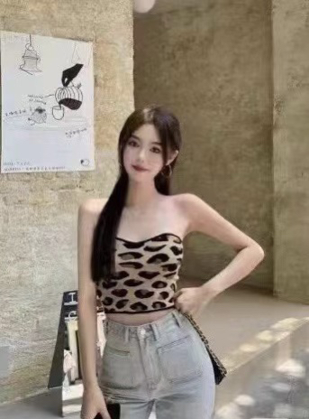 [f · P] sexy Spice Girl contrast leopard jacquard vest / suspender 6516\hbx