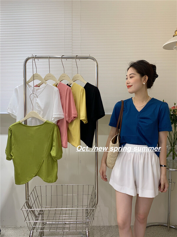 [OCT] Korean sweet round neck short sleeve T-shirt ys1-8211\hjy