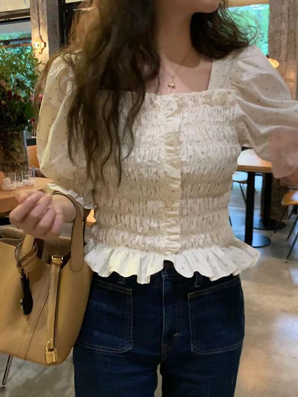 [Sicily] summer small flower elastic shirt 30667\xj