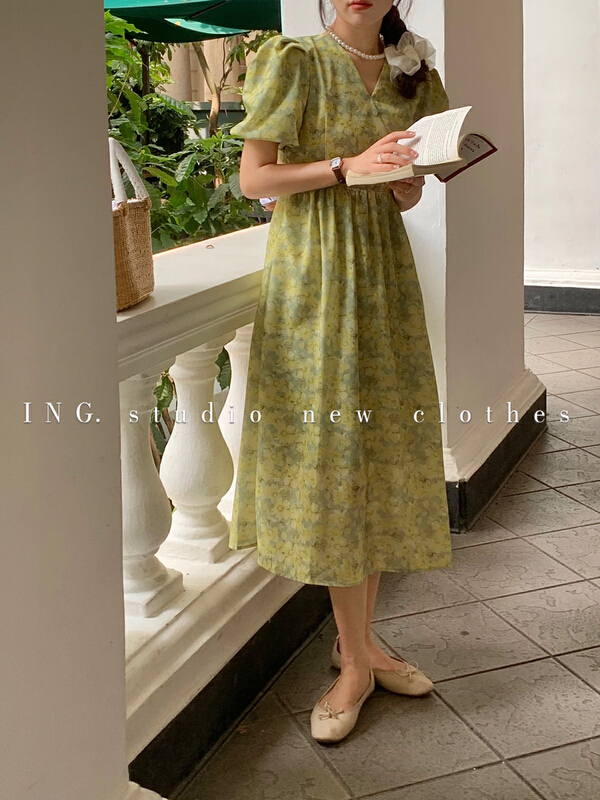 [ing] Vintage Decor V-neck dress 7819