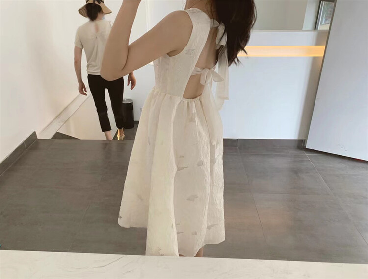 [clothing] French style backless Jacquard Dress 946\pcz