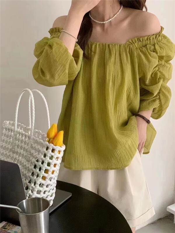 [Alibaba] line shoulder thin bubble sleeve shirt 80089\lsw