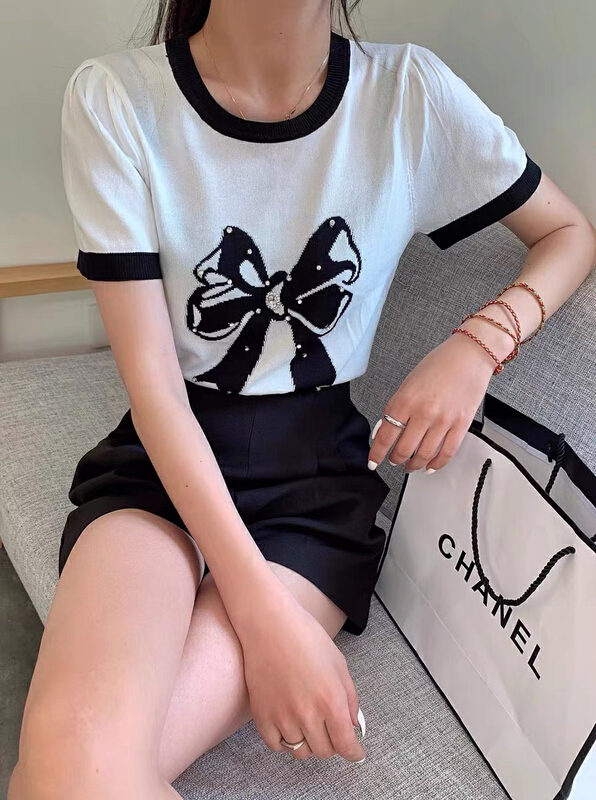 [miss Xixi] round neck Pullover color matching bow knit 63012\l