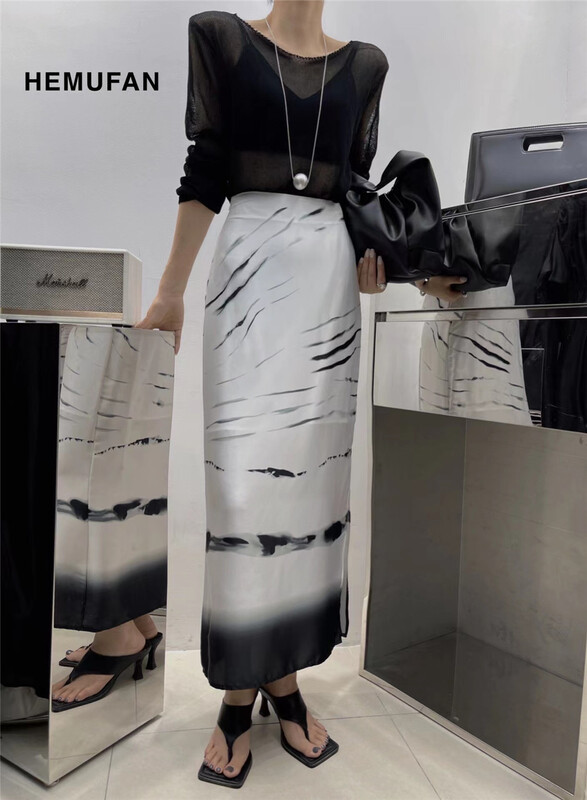 [hemufan hemufan] big brand high-grade halo dyed skirt 3132\l