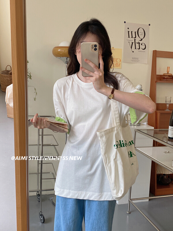 Original price 31.98! [aimistyle] Korean minority design loose round neck color blocking short sleeve T-shirt 10320\hbx