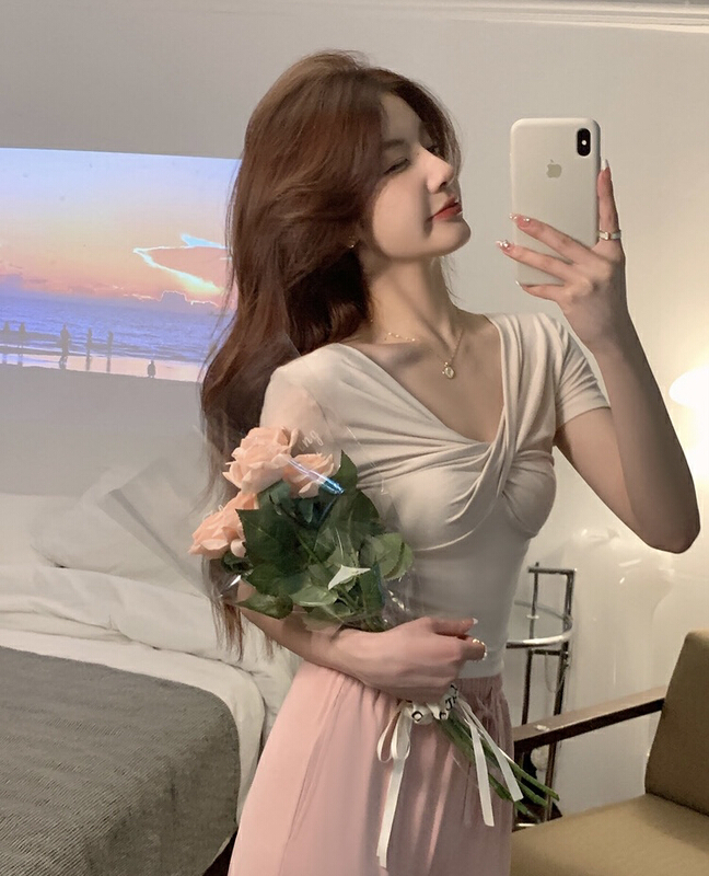[y.jia EJA] gentle aging knot short sleeve shirt 9537\pcz