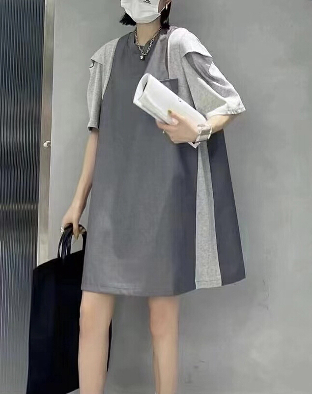 [JH] multi panel Lantern Sleeve slim comfortable dress 41955\pcz