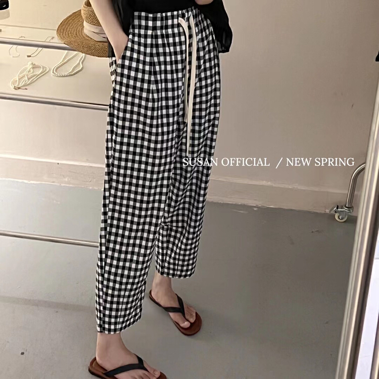 【 Susan 】 simple lattice slim casual pants 18560\lsw