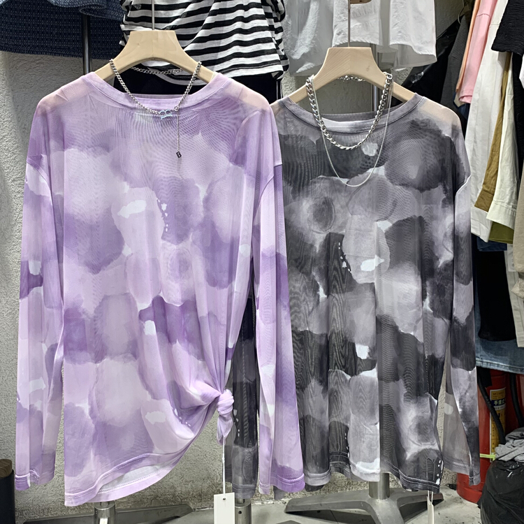 【8】 Ink tie dyed screen sunscreen shirt 9928\xyy