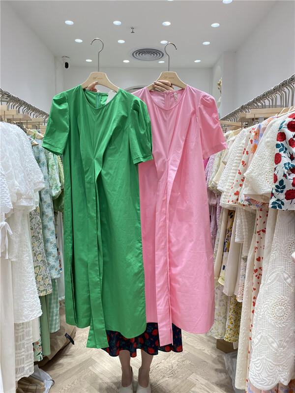 [of white] Korean Round Neck Lace Up Dress 881521\hjy