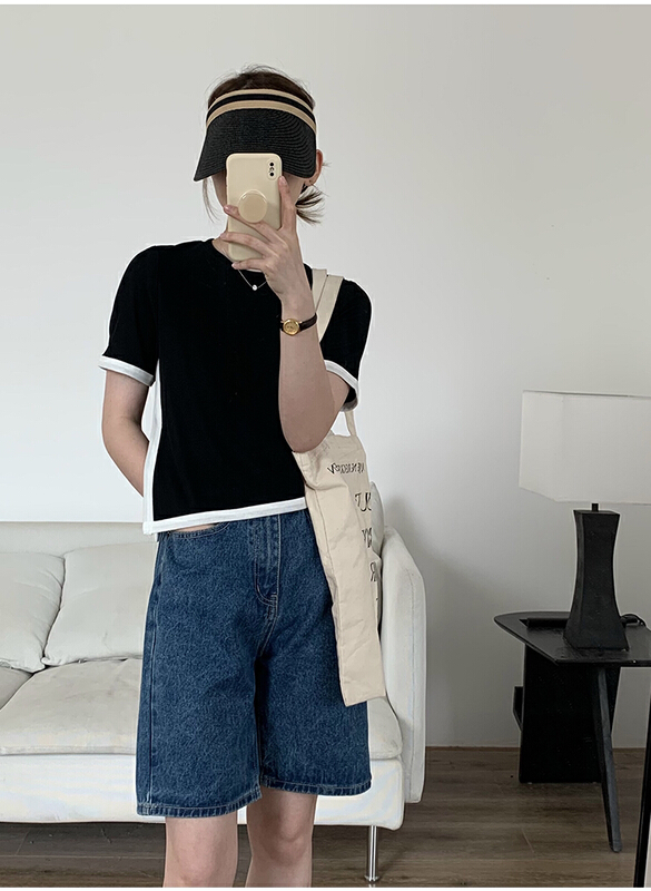 [the mind] Korean style color matching short sleeve T-shirt 60530\jhy