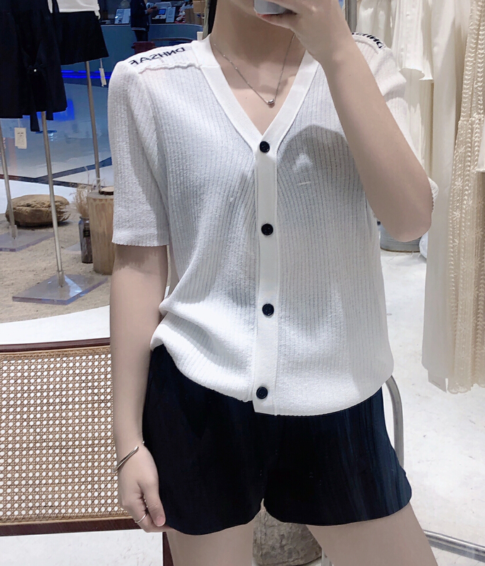 [S.J] stitched loose V-neck versatile knit cardigan 6891\lsw