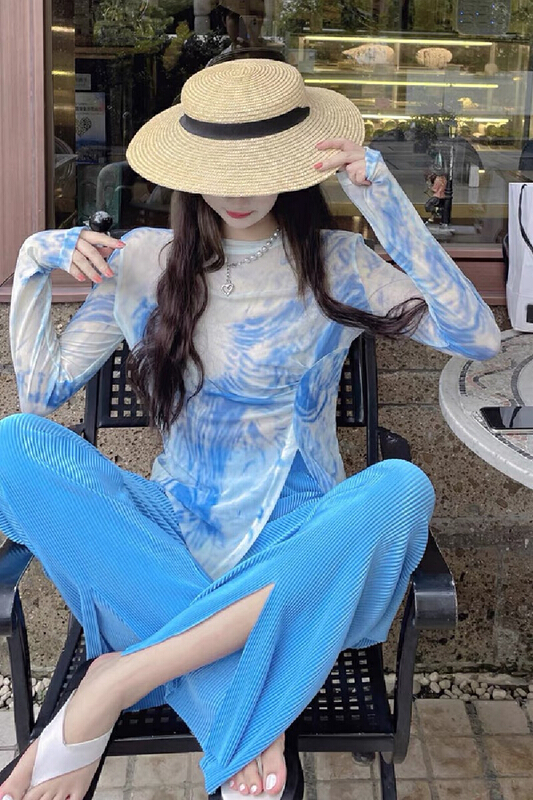 [Huaxi] tie dyed irregular long sleeve sweater 9105\pcz