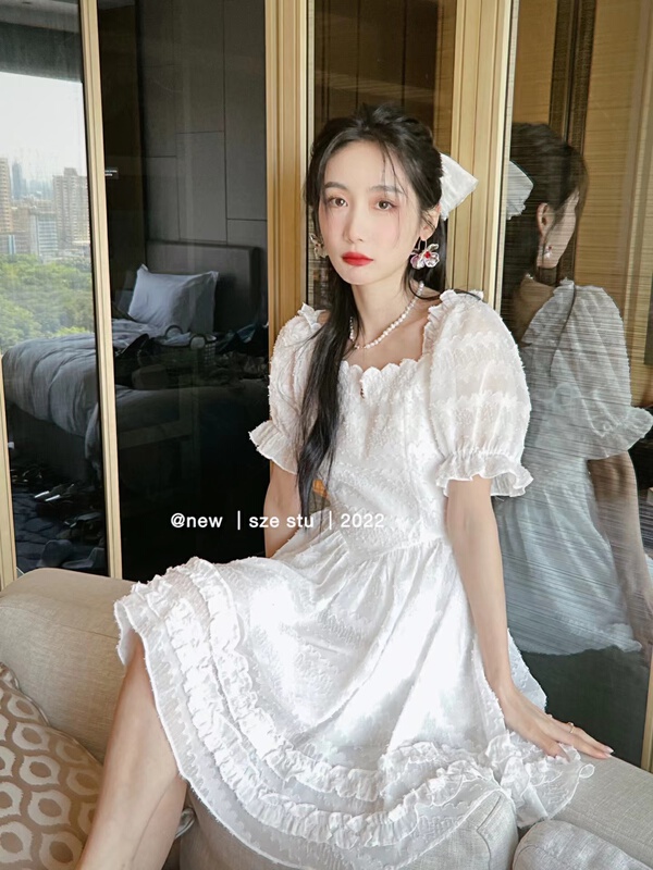 [Sze] fairy temperament sweet thin waist dress dress dress 90556
